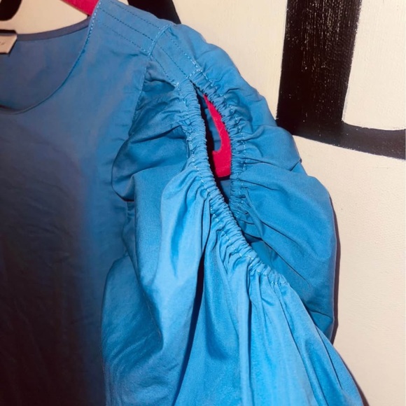 Lafayette 148 New York Blue Puff Sleeve Dress - Picture 4 of 5